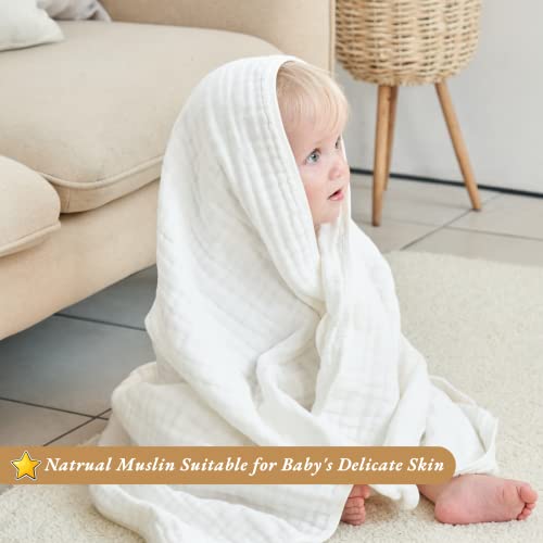 Hardnok Muslin Baby Blanket 6 Layer Pure Cotton Receiving Blankets, Breathable And Lightweight, Super Soft Multi-Use Blanket For Boys And Girls In All Seasons.(White)… #TOP3