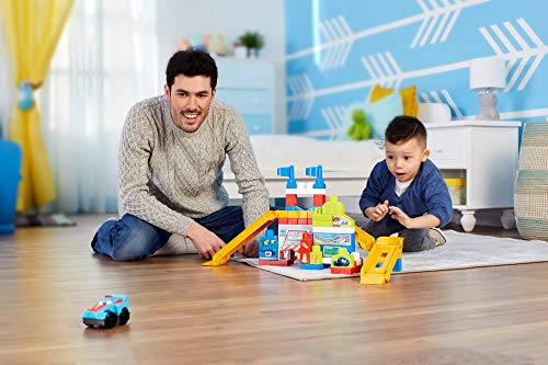 Mega Bloks Garaje de coches de carreras, juguete construcción bebé + 1 año (Mattel FVJ02)