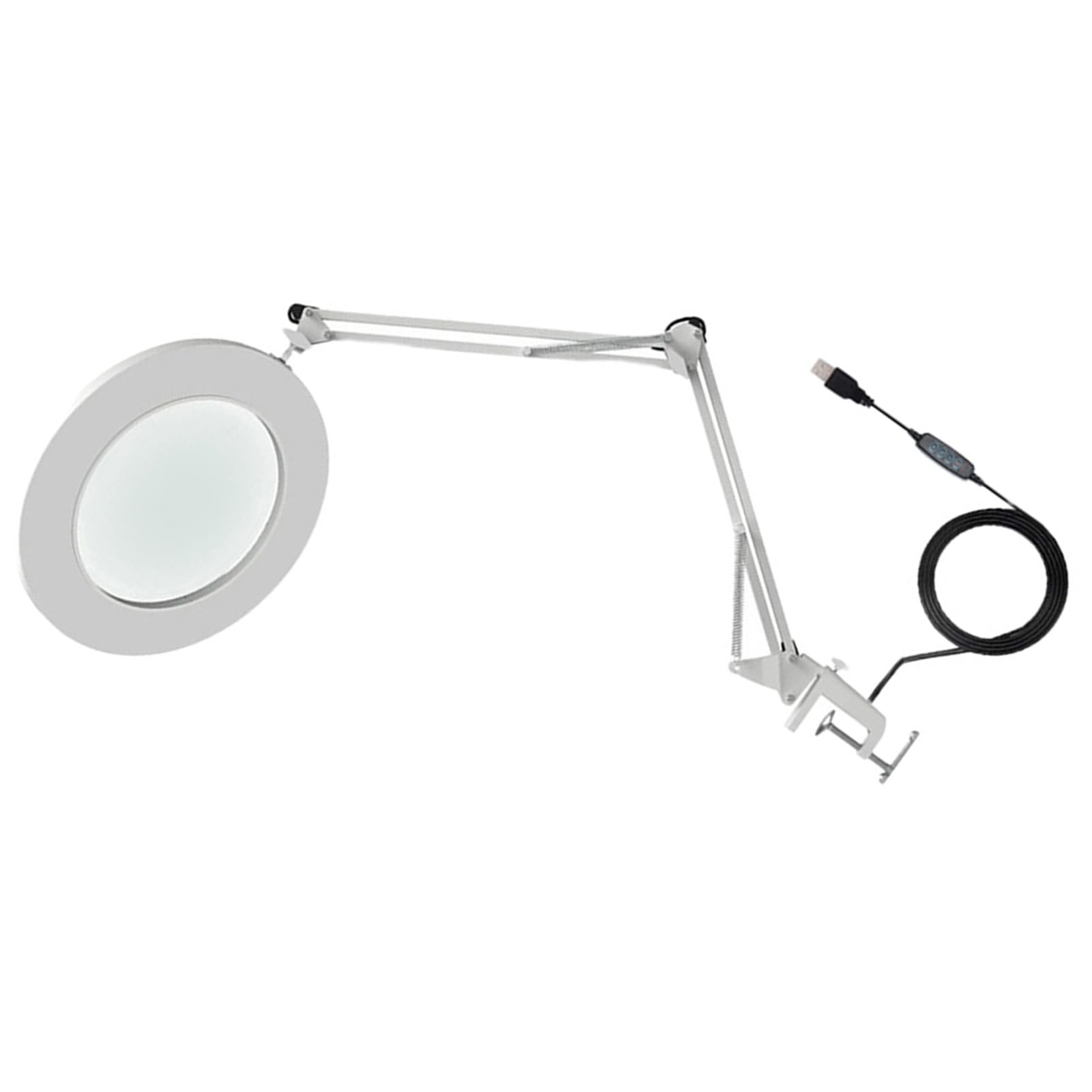 AMONIDA Lupa LED 10X con Brazo Flexible de Brillo Ajustable para Tareas Detalladas en el Banco de Trabajo, 1 Unidad (White)