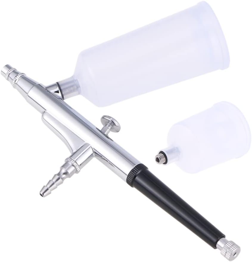 Silver Nail Art Airbrush with Nozzle, Refillable Metal Spray Pen
