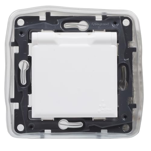 LEGRAND Prise 2P+T 16A IP44 pour installation encastrée, gamme Niloé Step, couleur blanche, 398247