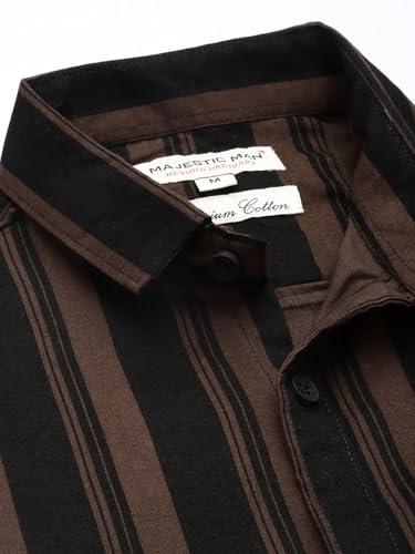 Image of Majestic Man Men Slim Fit Cotton Striped Half Sleeve Casual Shirt