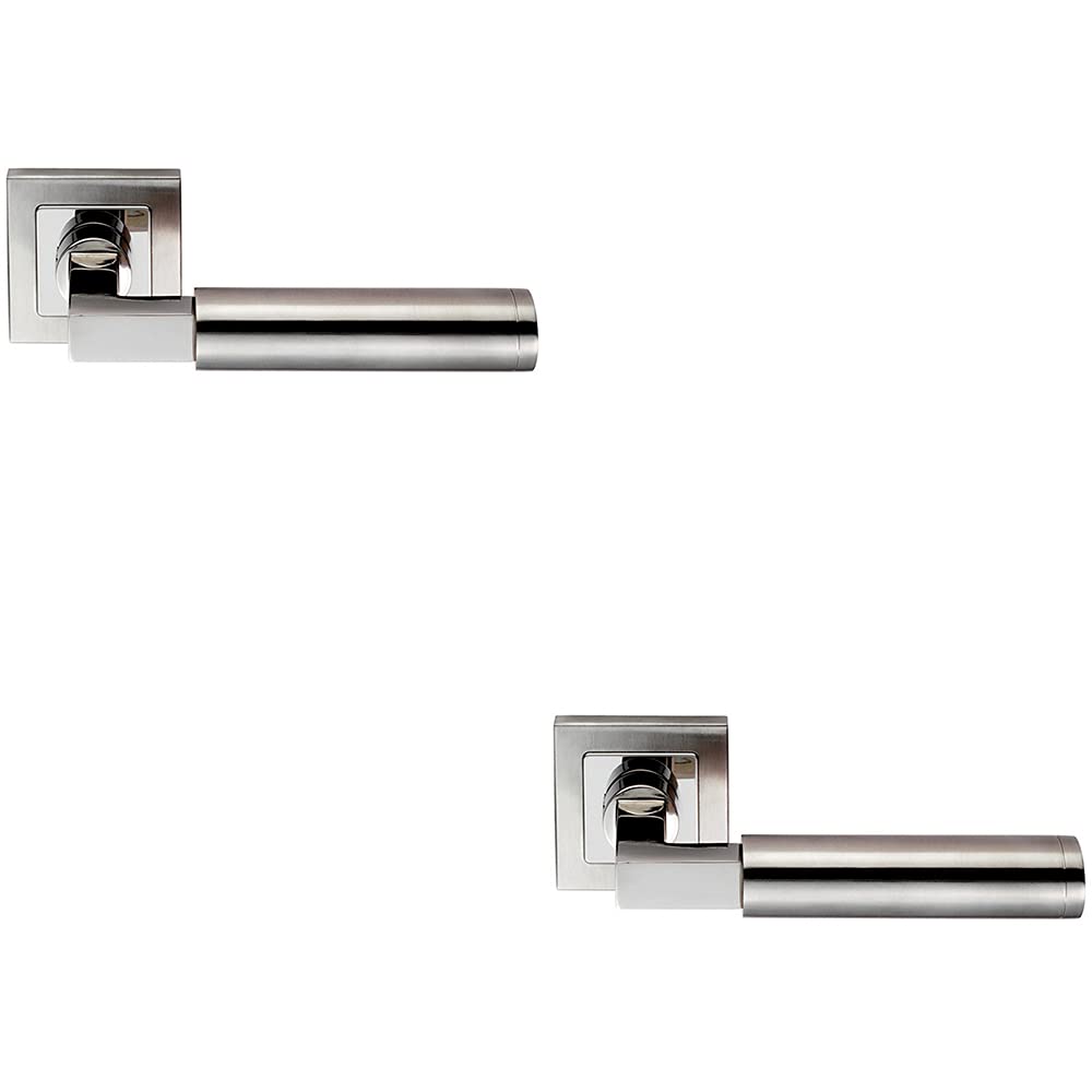 Loops 2x Pair Square Cut Mitred Bar Handle - Concealed Fix - Polished & Satin Steel