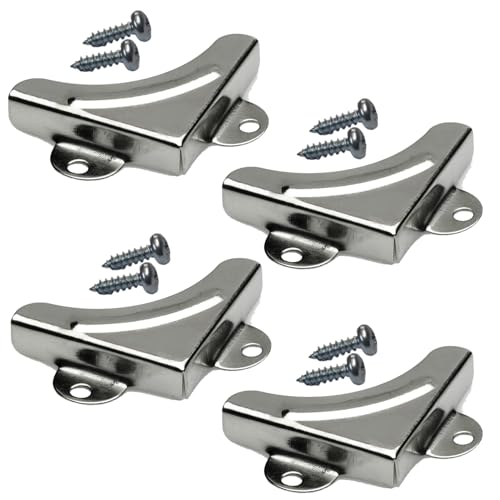 Mirror Picture Corner Fixing Brackets Silver Nickel Plated Corners Clamps Clips Mounting Brackets Wall Mounting Angle Bracket Mirror Hanging Pack of 4 with 8 Screws.