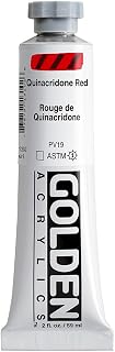 Heavy Body Acrylics by GOLDEN, Quinacridone Red, 2 fl. oz. Tube, Professional Acrylic Paint, Transparent