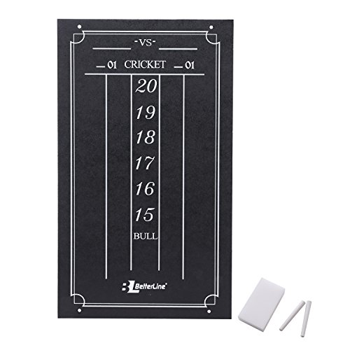 BETTERLINE Dartboard and Scoreboard Set Includes 6 Steel Tip Dart - Gift for Home, Office, Man Cave, Game Room (18" Inch - Flocked & Wired Numbers)