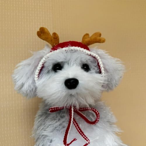 MITOCAPY Chifres de Natal feitos à mão para cães, chifres de rena antiderrapantes, chapéu de cachorr