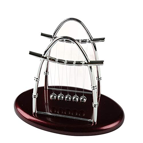 GTHAO Newtons Cradle, 5 Pendulum Balls, Big Newtons Cradle Balance, Metal Balls for Office Toys, Physics Toys, Teacher Toys, Steel Ball Toy, Metal Ball Pendulum, Black ABS Plastic Base (Small)