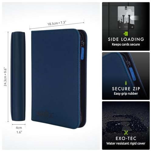 Image of Vault X 4 Pocket Zip Binder, 160 Cards, Exo-Tec Material, 20 Side-Loading Pages (Blue)