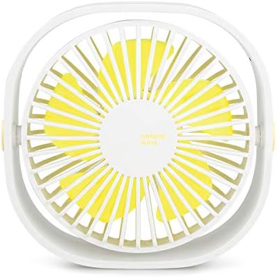WIOR 3 Speed Mini Desk Fan USB 360-Degree Rotation Small Air Circulator Table Fans Cooling Quiet Personal Fan 4.8 Inch for Office, Home, School, Workplace White