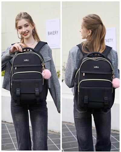 Caoroky knight Women Laptop Backpack 15.6 Inch Office Business Work Backpacks Purse Anti Theft Travel Back Pack School College Bookbag Nurse Teacher Learning Daypack Computer Rucksack,Black2