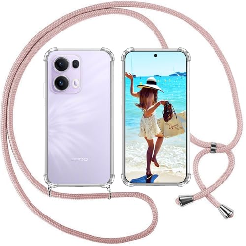 Paekear Custodia con Collana per OPPO Reno 11 F, Cover Trasparente Morbido Silicone con Cordino Case con Laccio Tracolla [Antiurto] [AntiGraffio] [ Antiscivolo] TPU Cover con Collana, Arcobaleno