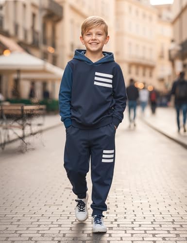 Image of Toddler Boy Clothes Long Sleeve Hoodie Sweatsuits Tops and Pants 2Pcs Boys Fall Winter Outfits Set