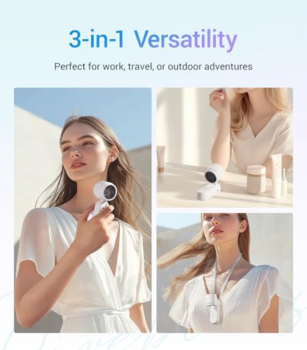 Image of Diveblues High-Speed Portable Handheld Turbo Fan, USB Rechargeable Battery Powered, Small Portable Pocket Fan for Travel, Outdoor, Home, Office, Concerts, Lash, Gift for Women(White)