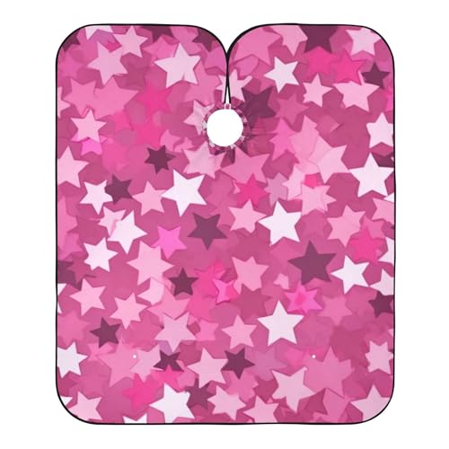Hezely Pink Stars Hair Dye Cape, Barber Cape for Adults,Waterproof Salon Cape,Waterproof Hairdressing Styling Hair Cutting, 65