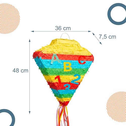 Pinata de rentrée scolaire multicolore avec bâton et masque pour fête d'enfants - 4