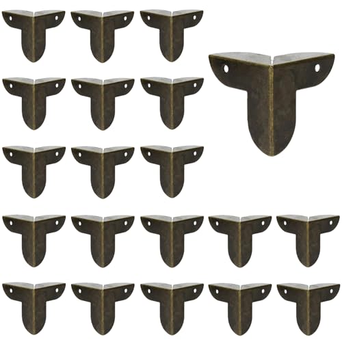 Image of Mcredy 20 Pcs Box Corner Protectors Metal Decor Edge Guard for Box Table Cabinet with Screws 0.87 inch Length, Bronze