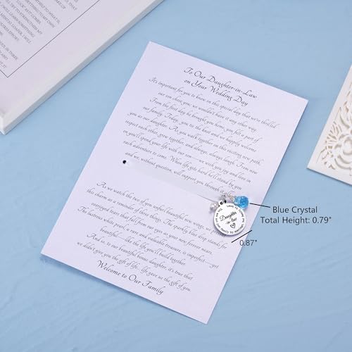 Image of MIXJOY Something Blue Gift for Bride, Wedding Day Bridal Blue Pearl Angel Wings Bouquet Garter Charm for Bride to Be