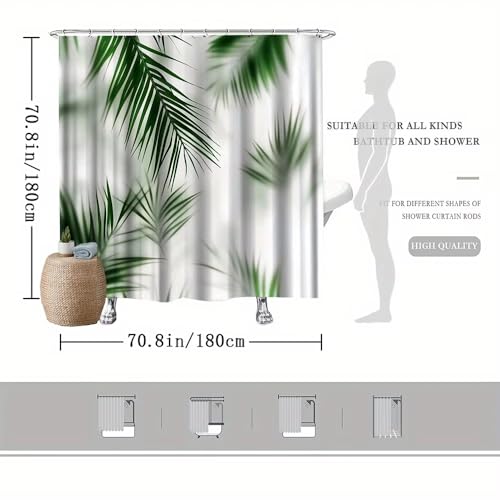 Rideau de douche feuilles de palmier en polyester haut de gamme 130x200 - 6