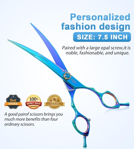 75-Dog-Curved-Scissors-for-Grooming-440C-Stainless-Steel-Green-Professional-Pet-Trimming-Scissors-Sharp-Blades-Cutting-for-Dogs-and-Cats-Shears 75 Dog Curved Scissors for Grooming 440C Stainless Steel Green Professional Pet Trimming Scissors Sharp Blades Cutting for Dogs and Cats Shears
