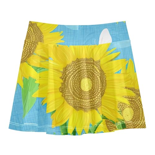 Joisal Athletic Shorts for Girls Skorts Toddler Tennis Skirts Funny Girl Skort Yellow Sunflowers Butterflies Blue 3t2