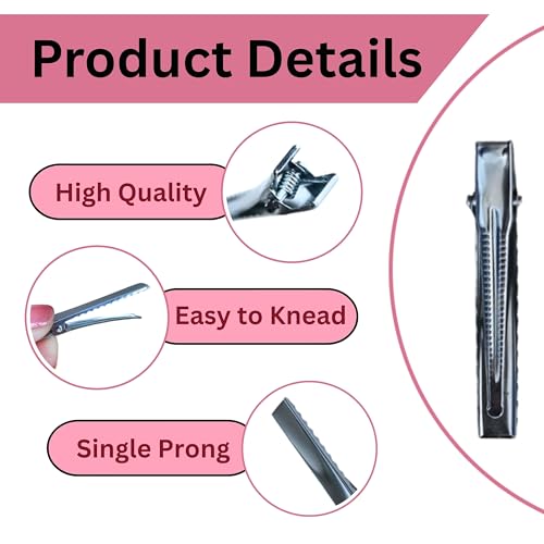 Image of ROSAURA (5.5 CM 50 Pcs) Alloy Steel Single Prong Alligator Hair Clips Base for DIY Hair Accessories, Barrette Hair Clips for Bow Making, Salon, and Hair Styling (Silver Flat)