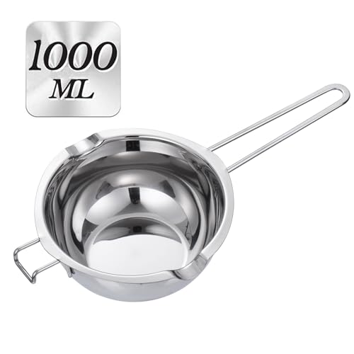Olla de acero inoxidable 304 (18/8) – Olla doble grande de 1000 ml con mango resistente al calor, herramientas de hornear para derretir chocolate, mantequilla, dulces y velas