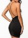 Clothink Women Black Halter Strap Cross Back Plain Sexy Beach Bodycon Dress M