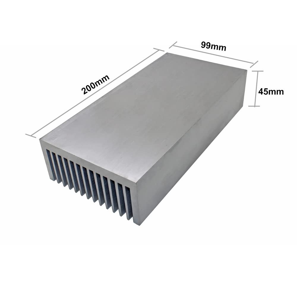 Large Aluminum Heatsink 200 x 99 x 45mm / 7.87 x 3.90 x 1.77inch Heat Sinks Cooler Cooling Radiator for LED LCD CHIP Electronic Amplifier Transistor Heat Dissipation