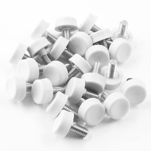 Biaungdo 24 Pcs Adjustable Furniture Levelers, M6X15 Mm Ajustable Leveling Feet Screw On Furniture Glide Foot Levelers For Table, Chair, Cabinet, Furniture Legs, White #TOP6