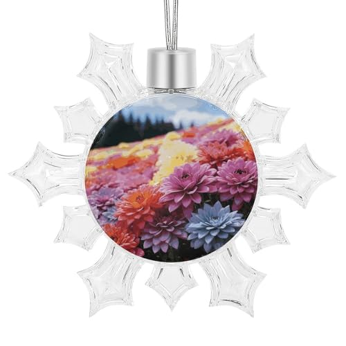 Pendentif flocon de neige en aluminium imprimé fleur pour mariage et Noël - 2