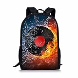 Turntable Graphics Backpack Bookbag 17 Inch Durable Lightweight School Bags (Burning Turntable)