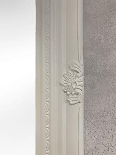 DOWNTON INTERIORS WHITE Shabby Chic Antique Style Rectangular Wall Mirror - Overall Size: 20 inches x 24 inches (60cm x 50cm)