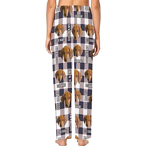 Custom Couples Matching Pajamas Pants with Pet Face Photo, Personalized Loungewear PJ Bottoms for Dog Lover Mom Owner2