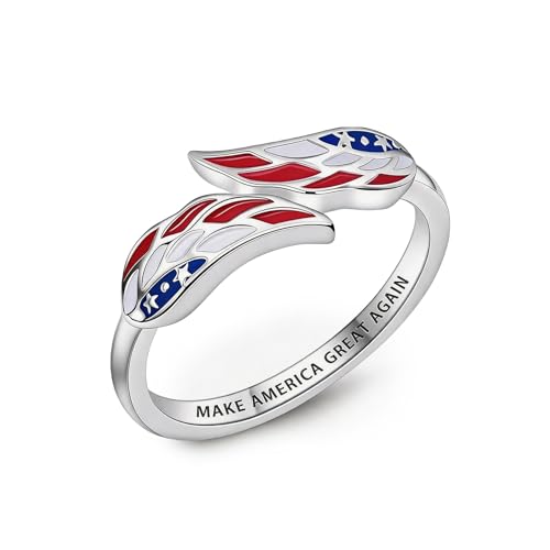 Bague patriotique en argent drapeau américain, bijou ajustable haut de gamme
