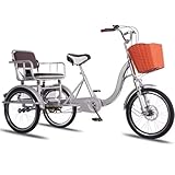 【Trike sicuro】La ruota anteriore è dotata di una forcella anteriore ammortizzante idraulica per alleviare l'impatto su strade sconnesse. Il freno a disco meccanico sensibile sulla ruota anteriore e il manubrio con blocco della leva di parcheggio antiscivolo, anche quando colpisce un terreno bagnato e innevato, può garantire la sensibilità dei freni.