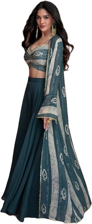 Indo-Western Festival Party Stitched Printed Muslin Top Palazzo & Jacket 2801