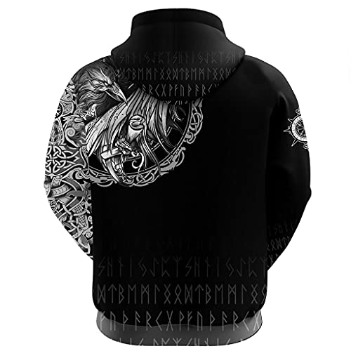 Sweat corbeau viking confortable anti-décoloration pull imprimé 3D runique