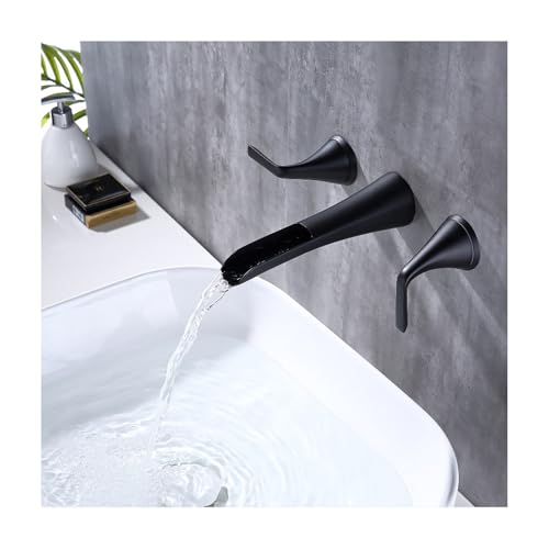 Grifo de baño de cascada para pared contra salpicaduras en lavabo