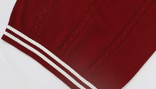 Image of jinghuiyue Women's Stripe Sweater Vest Classic V Neck Cable Knit Vest Sleeveless Pullover Ribbed Tank Tops