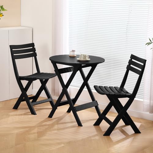 Muebles pequeños para porche que optimizan espacio con este set de terraza negro 2