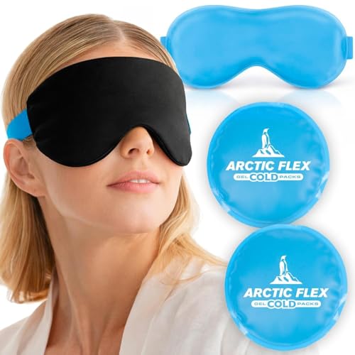 Arctic Flex Cold Eye Mask - Gel Ice Pack for Cool Sleeping, Dry Night Treatment - Reusable Hot Spa Therapy for Sleep, Skin Puffiness, Migraine
