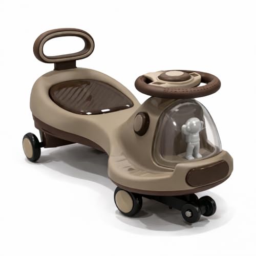 Image of Storio Spacer Swing Car for Kids - Brown | Ride On Magic Car Push Vehicle with Comfortable Seat & 360 Rotation | No Pedal No Battery | Heavy Duty Ride-On Toy for Baby Boys & Girls 3+ Years