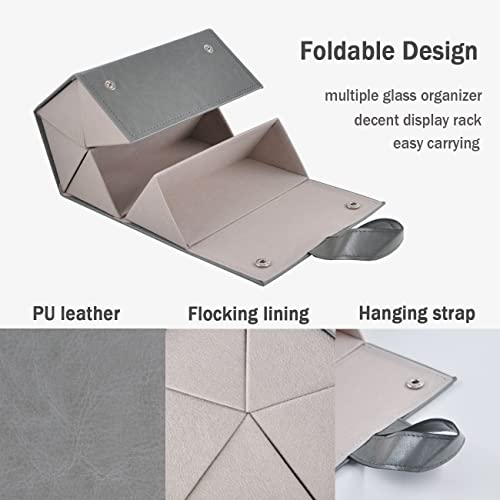 Image of Kenpal Sunglasses Storage Organizer Holder Foldable Travel Case with 5 Slot Compartments for Multiple Glasses