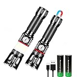 ☼【Fuerte imán en la cola + diseño único de cabeza protectora】: la linterna LED está equipada con un potente imán que se puede adsorbert en cualquier varilla de acero. Cuando repares el equipo, la luz de trabajo COB de 360° puede desempeñar un papel mejor. La pequeña linterna tiene acero inoxidable en la parte delantera, por lo que la ventana se puede romper o proteger en caso de emergencia.