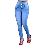 >> CARACTERÍSTICA DE DISEÑO: Los pantalones largos de mezclilla para mujer tienen un diseño elegante, cintura alta, corte ceñido, pitillo elástico, push up, con bolsillos, moda clásica.