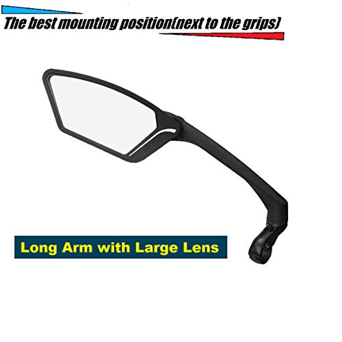 Meachow New Scratch Resistant Glass Lens,Handlebar Bike Mirror, Rotatable Safe Rearview Mirror, Bicycle Mirror,(Silver Left Side) Me-010Ls #TOP3