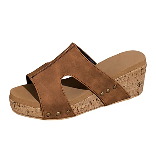 TYUIOP Sandali Donna Estive con Zeppa 8 Cm - Comodi Ortopedici Con Punta, Rossi, Us Women Espadrillas