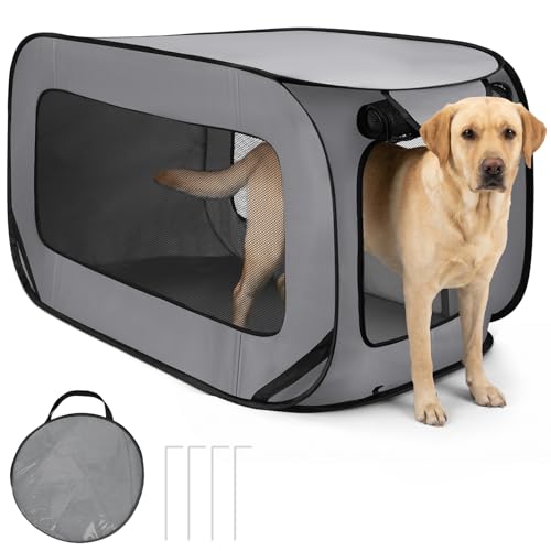 Aomig Recinto per Cani da Interno Pieghevole, Box Traspirante Portatile 93 x 54 x 54 cm, Recinto per Gatti Conigli con Borsa da Trasporto, Gabbia Portatile per Cani Gatti Auto per Viaggi e Campeggio
