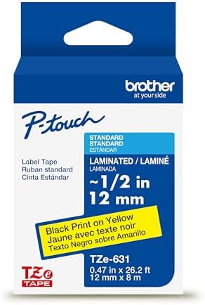 Brother TZe-631 black on yellow laminated P-Touch label tape cartridge